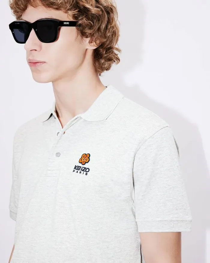 Kenzo TShirts And Polos Men 039Boke Flower039 Embroidered Polo Shirt Pale Grey