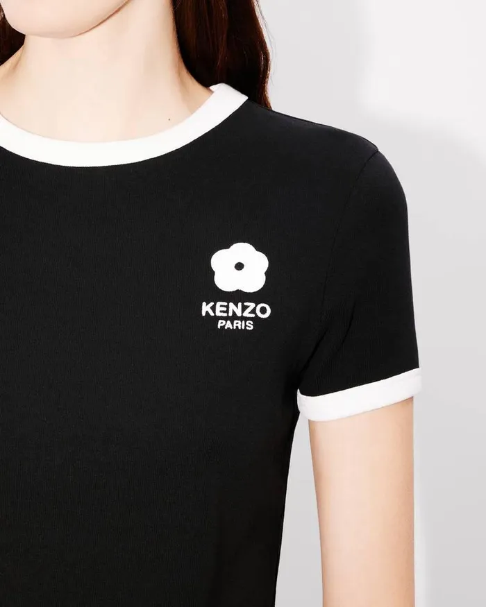 Kenzo TShirts And Polos Women 039Boke Flower 20039 Embroidered Rib Tshirt Black