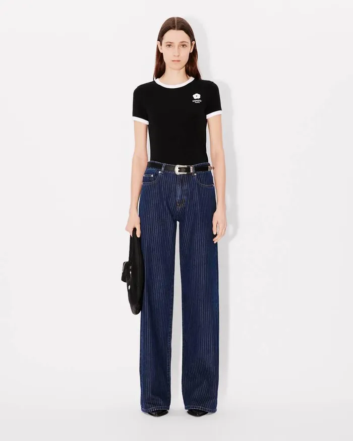 Kenzo TShirts And Polos Women 039Boke Flower 20039 Embroidered Rib Tshirt Black