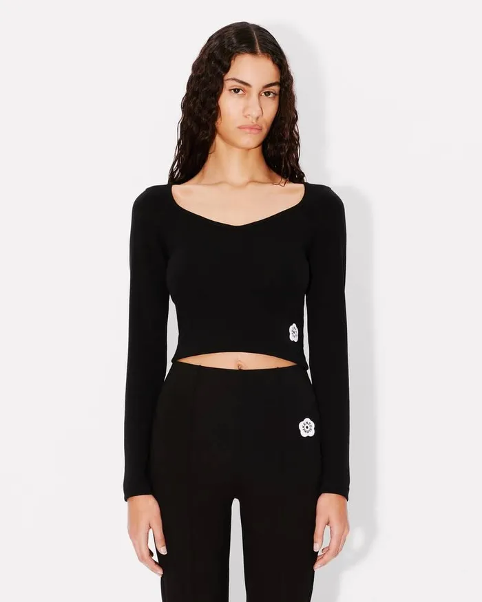 Kenzo TShirts And Polos Women 039Boke Flower 20039 Long Sleeves Tshirt Black