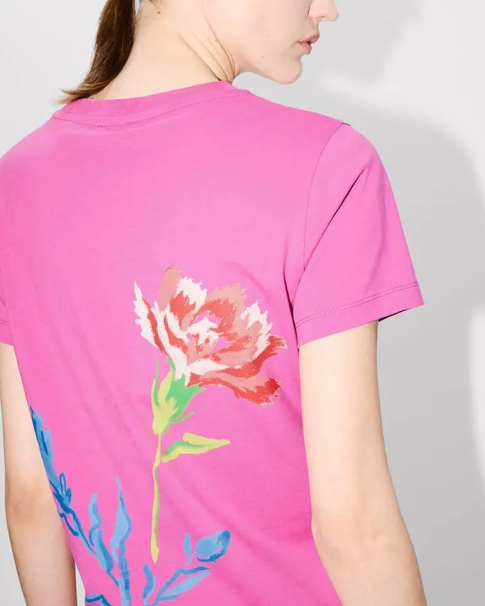 Kenzo TShirts And Polos Women Drawn Flowers039 Tshirt Deep Fuschia