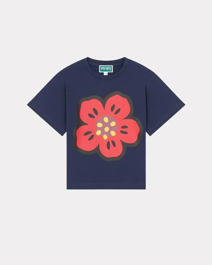 Kenzo TShirts And Sweatshirts Kids 039Sailor039 Printed Cotton Tshirt Navy Blue