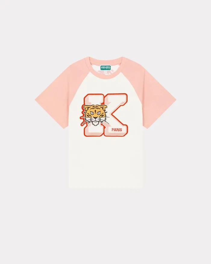 Kenzo TShirts And Sweatshirts Kids Campus039 Embroidered Cotton Tshirt Off White
