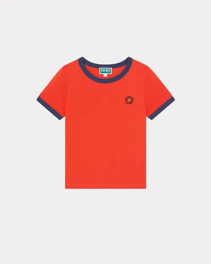 Kenzo TShirts And Sweatshirts Kids Sailor039 Embroidered Cotton Tshirt Vermillion