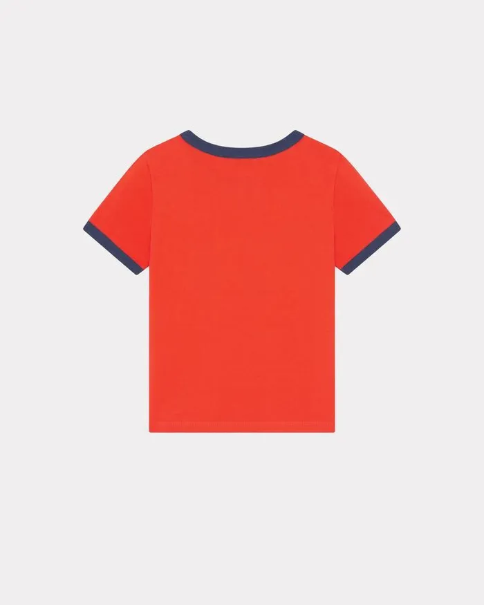 Kenzo TShirts And Sweatshirts Kids Sailor039 Embroidered Cotton Tshirt Vermillion