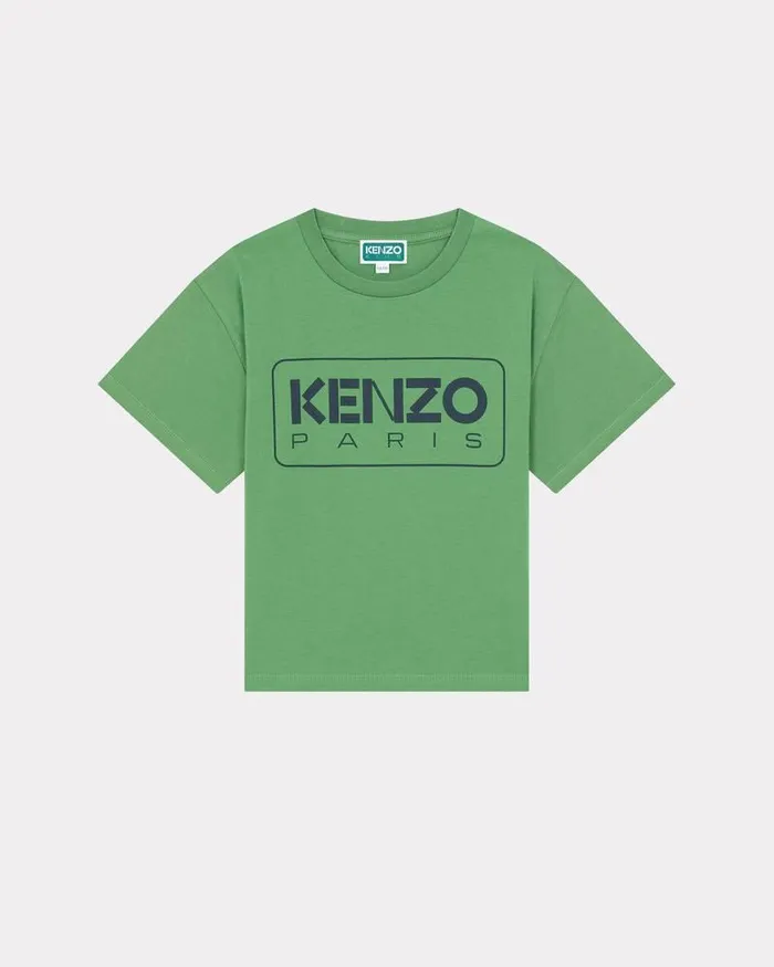 Kenzo TShirts And Sweatshirts Kids Shortsleeved Cotton Tshirt Bottle Green