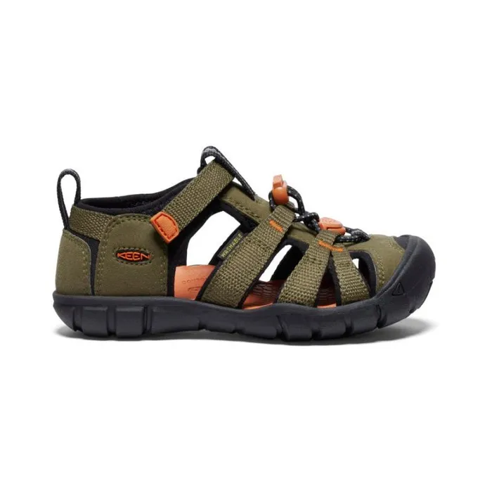 Kids KEEN Water Little Kids039 Seacamp II CNX Dark OliveGold Flame Sandal