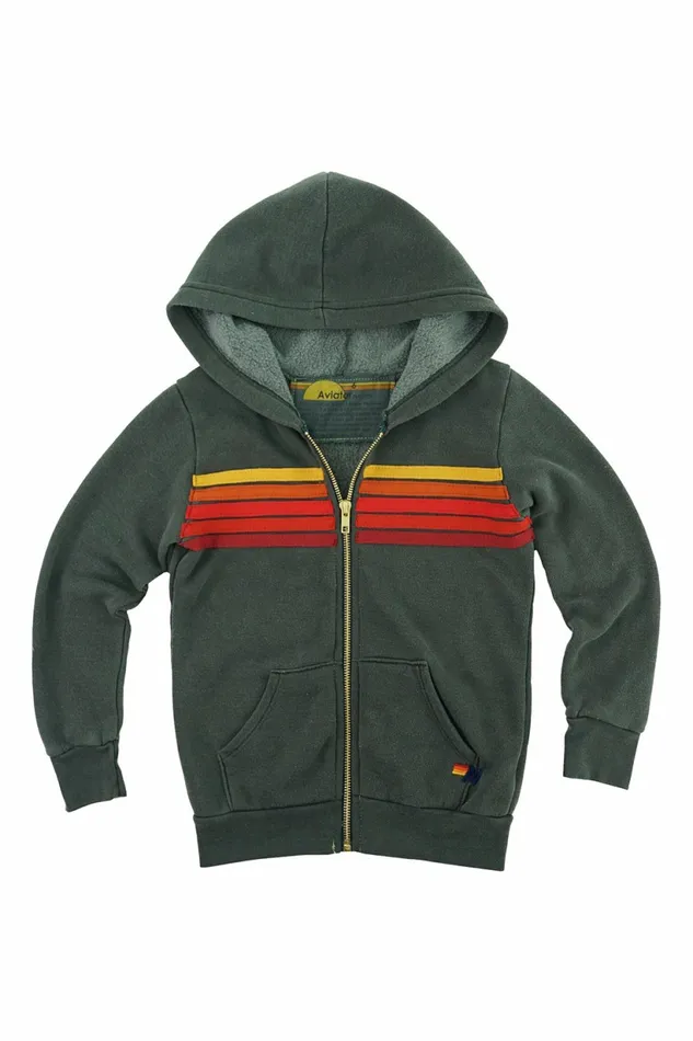 Kids KID039S 5 STRIPE HOODIE 8211 DARK GREY RAINBOW Aviator Nation