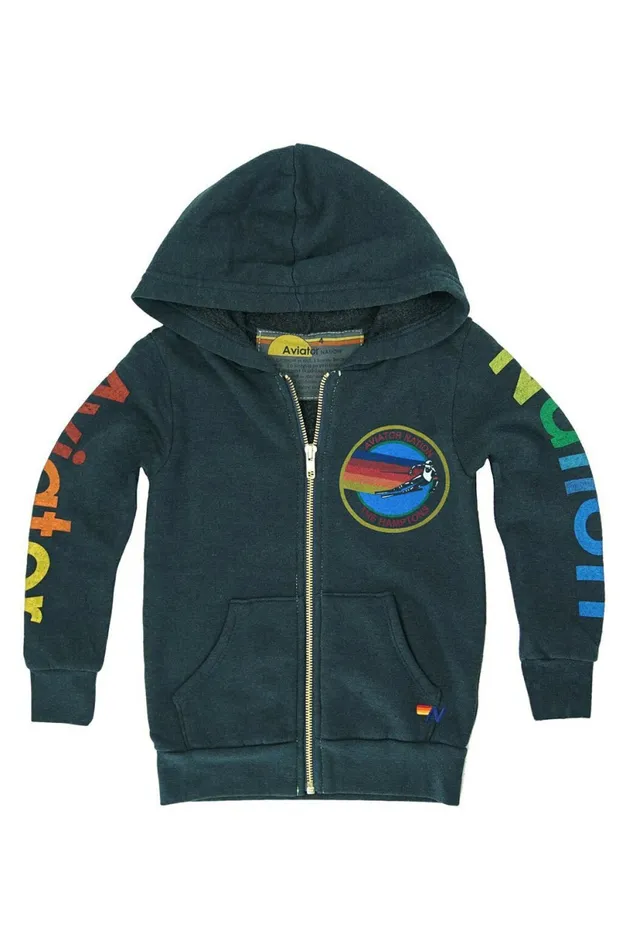 Kids KID039S AVIATOR NATION HAMPTONS ZIP HOODIE 8211 CHARCOAL Aviator Nation