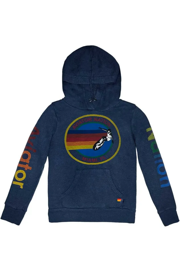 Kids KID039S AVIATOR NATION MIAMI PULLOVER HOODIE 8211 NAVY Aviator Nation