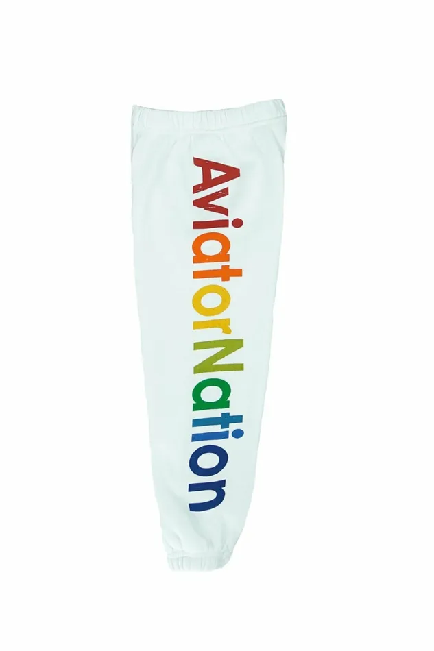 Kids KID039S AVIATOR NATION SWEATPANTS 8211 WHITE Aviator Nation