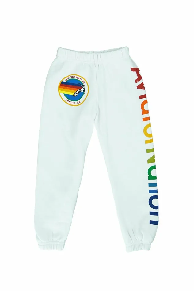 Kids KID039S AVIATOR NATION SWEATPANTS 8211 WHITE Aviator Nation