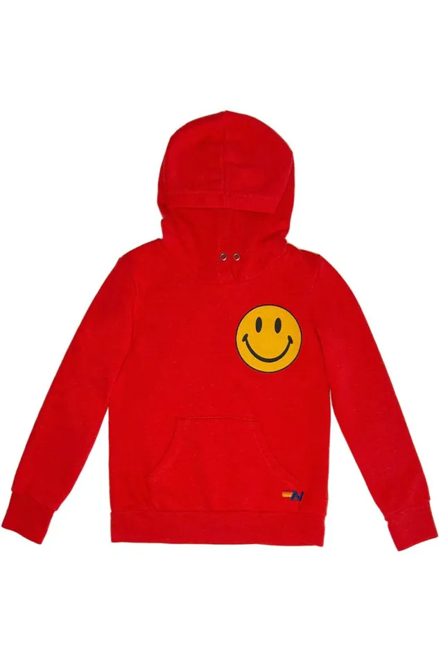 Kids KID039S SMILEY 2 PULLOVER HOODIE 8211 RED Aviator Nation
