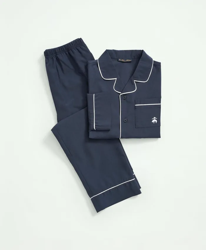 Kids Kids Long Sleeve Button Up Pajama Set Navy Brooks Brothers Pajamas