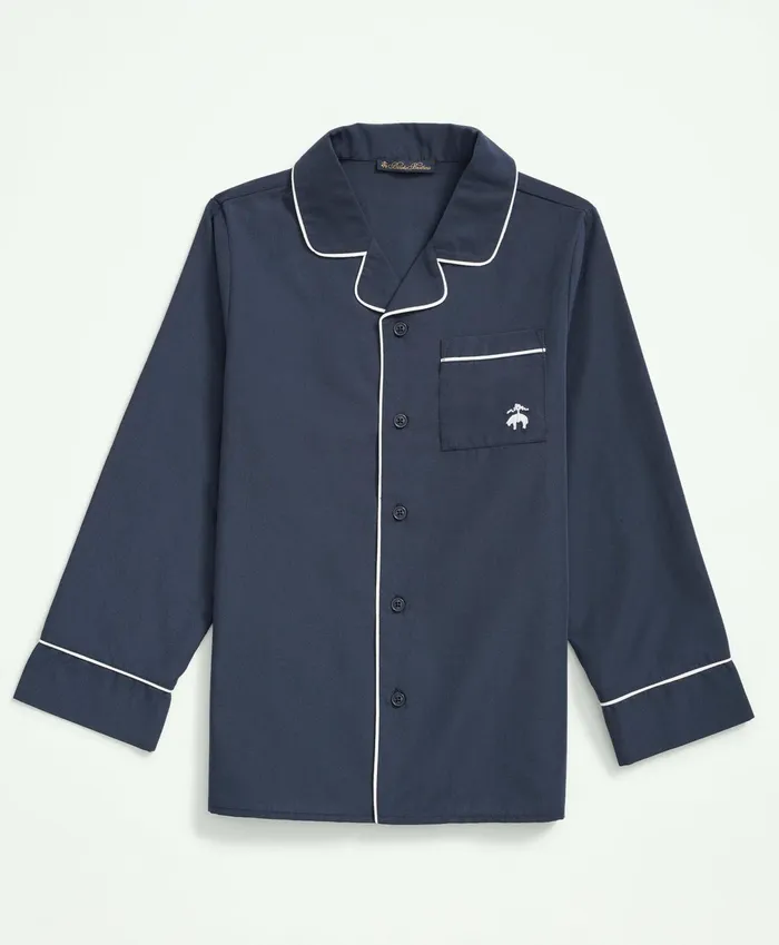Kids Kids Long Sleeve Button Up Pajama Set Navy Brooks Brothers Pajamas