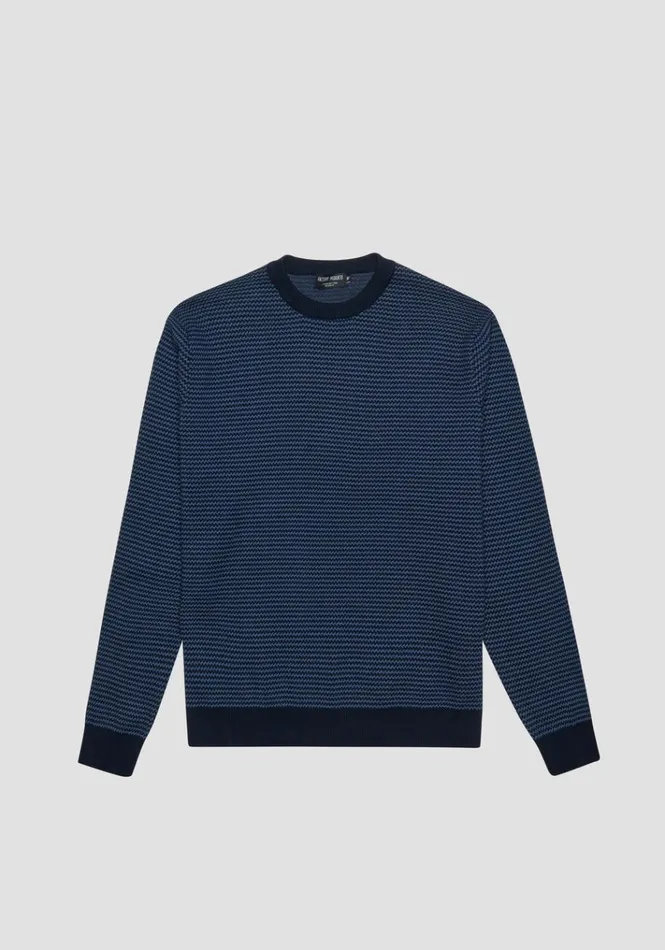 Knitwear Men Antony Morato Regular Fit Cotton Sweater With Geometric Jacquard Pattern Worker Avio Knitwear Men Antony Morato Regular Fit Cotton Sweater With Geometric Jacquard Pattern Worker Avio