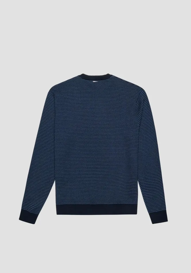 Knitwear Men Antony Morato Regular Fit Cotton Sweater With Geometric Jacquard Pattern Worker Avio