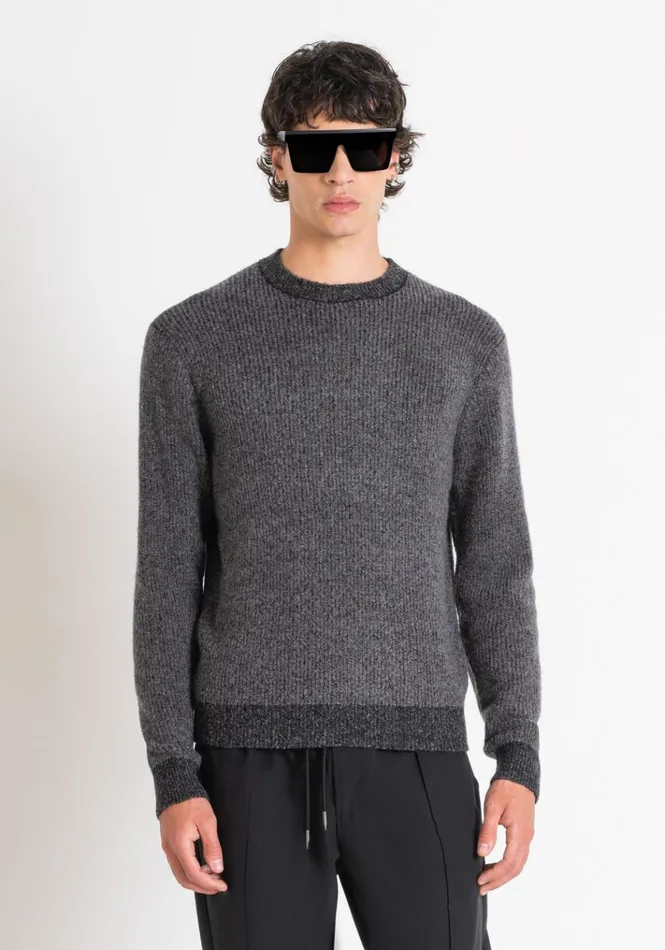 Knitwear Men Antony Morato Regular Fit Mohair Wool Blend Jumper Anthracite