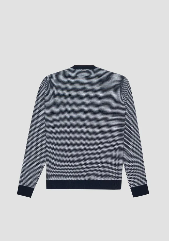Knitwear Men Antony Morato Regular Fit Sweater In Cotton With Micro Geometric Pattern Blue Ink
