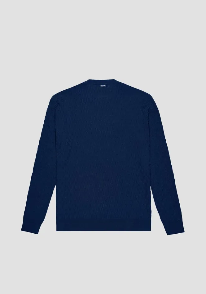 Knitwear Men Antony Morato Regular Fit Sweater In Viscose Blend And Jacquard Pattern Blue Navy
