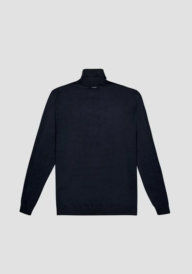 Knitwear Men Antony Morato Regular Fit Sweater In Wool Blend With Geometric Workmanship Blue Ink