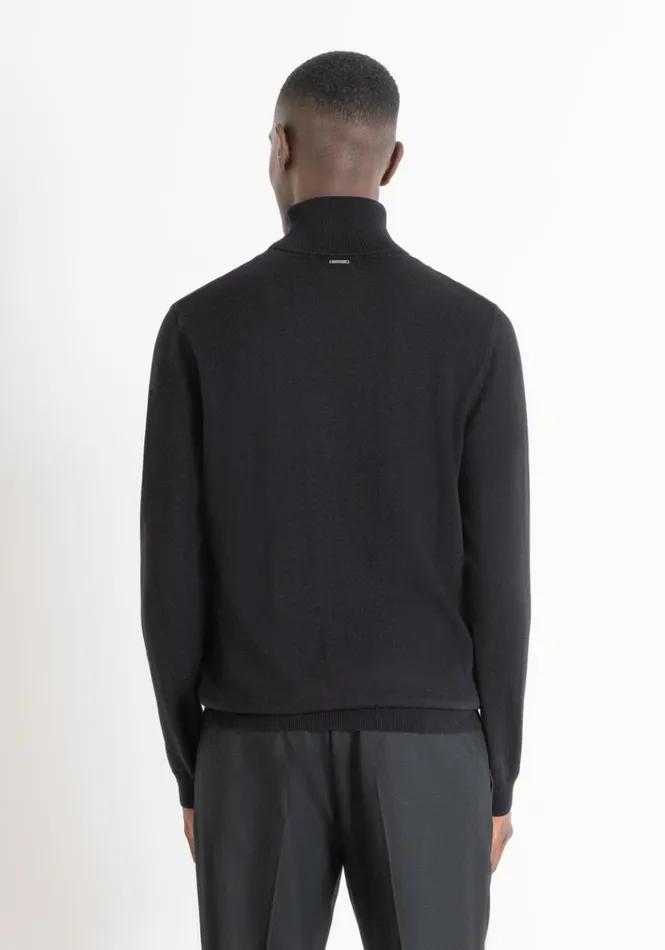 Knitwear Men Antony Morato Regular Fit Turtleneck Sweater In Warm Worked Cotton Black