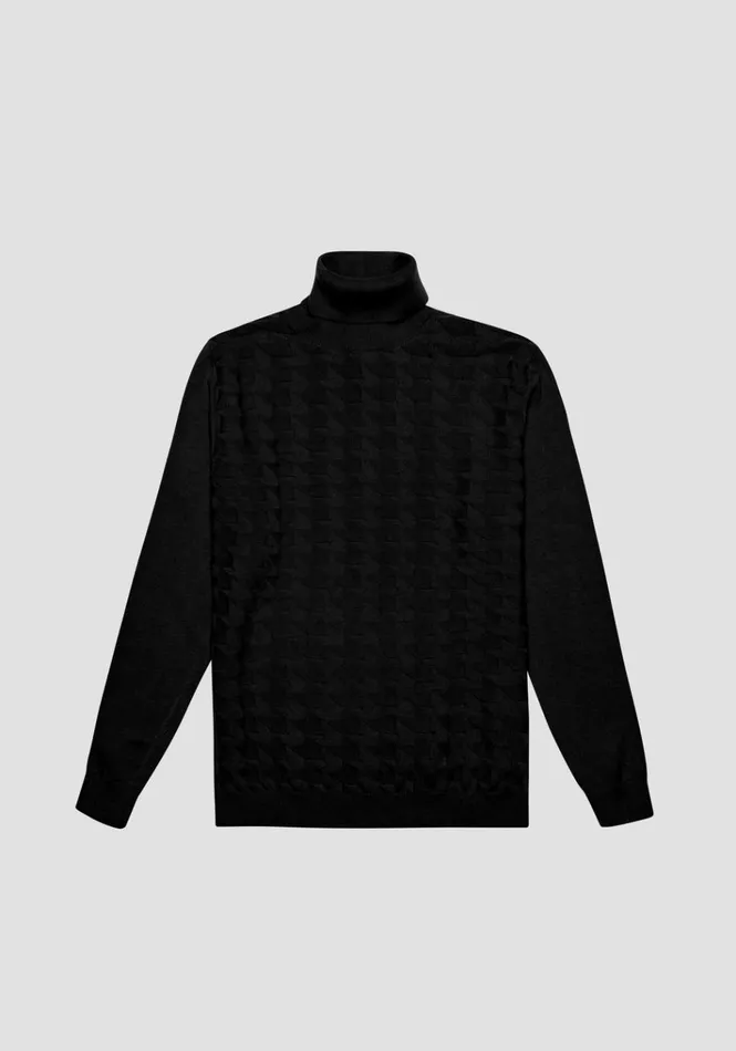 Knitwear Men Antony Morato Regular Fit Turtleneck Sweater In Warm Worked Cotton Black