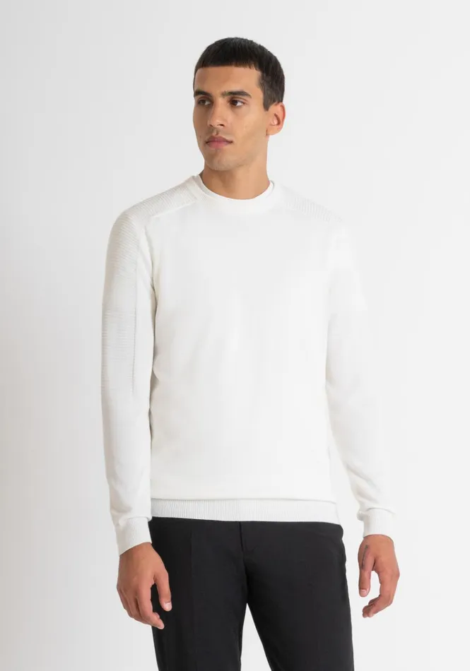 Knitwear Men Antony Morato Regular Fit White Sweater In Wool Blend Cream