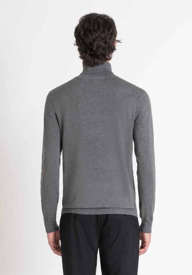 Knitwear Men Antony Morato Slim Fit Viscose Blend Yarn Jumper With Logo Patch Medium Melgrey