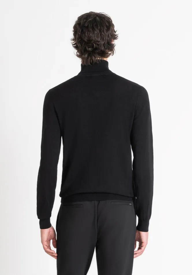 Knitwear Men Antony Morato Slim Fit Viscose Mixed Yarn Knit With Logo Patch Black