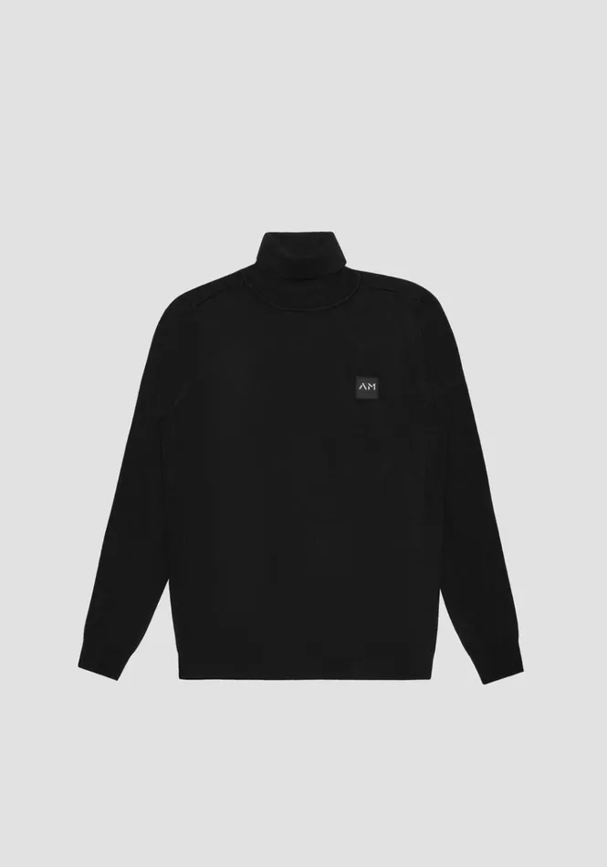 Knitwear Men Antony Morato Slim Fit Viscose Mixed Yarn Knit With Logo Patch Black