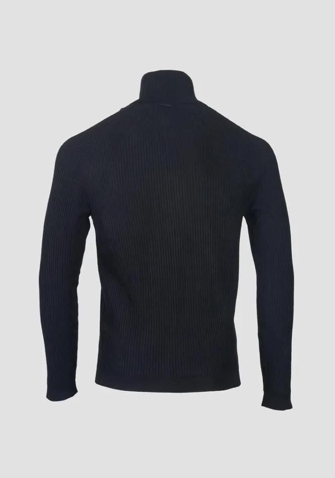 Knitwear Men Antony Morato Turtleneck Sweater With Ribbed Processing Black