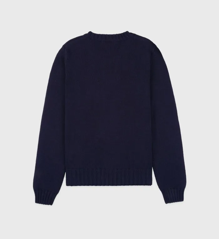 Knitwear Women Sporty and Rich NY Health Crest Knitted Sweater 8211 NavyWhiteGold