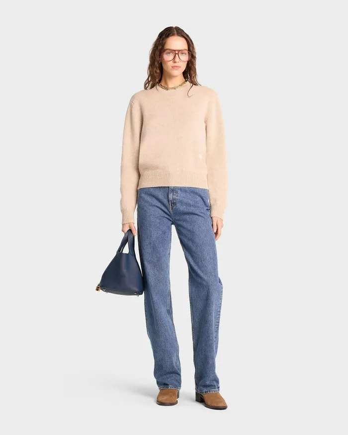 Knitwear Women Sporty and Rich SRC Wool Crewneck 8211 CreamWhite