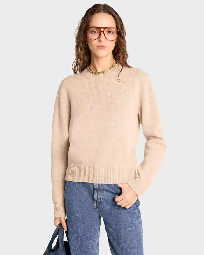 Knitwear Women Sporty and Rich SRC Wool Crewneck 8211 CreamWhite