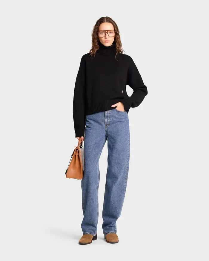 Knitwear Women Sporty and Rich SRC Wool Turtleneck 8211 BlackWhite