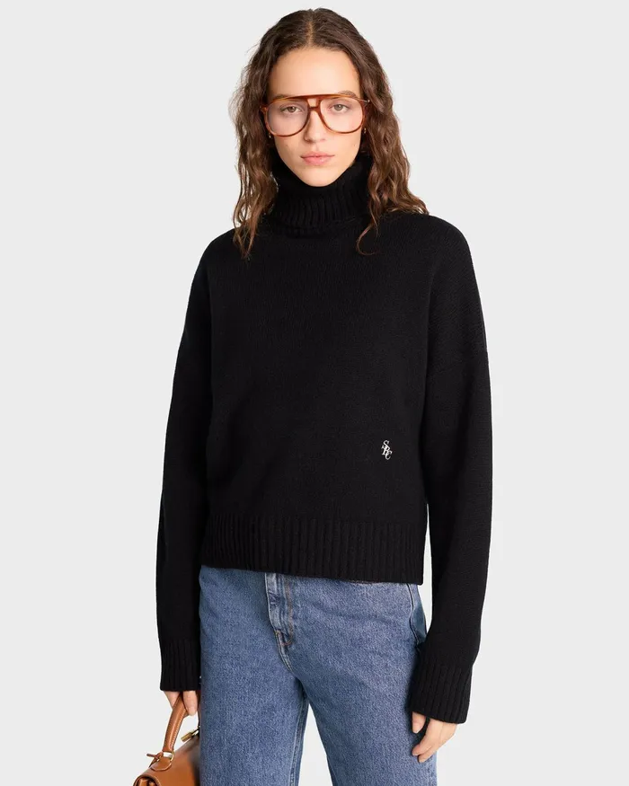 Knitwear Women Sporty and Rich SRC Wool Turtleneck 8211 BlackWhite