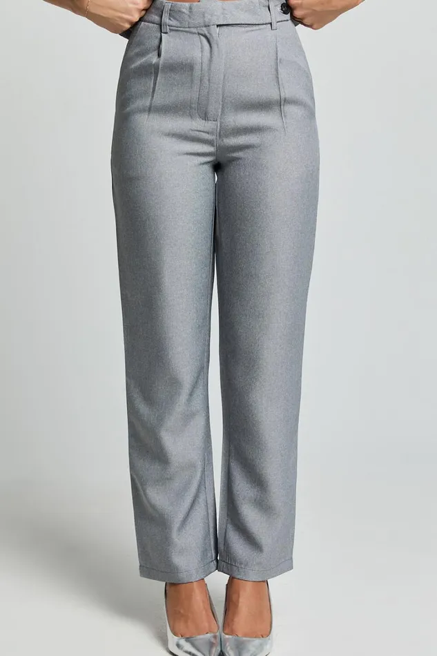 Kourtney Pants 8211 Mid Waist Pleated Trousers In Grey Women Showpo Pants