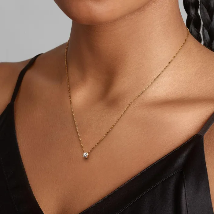 LabGrown Diamond Necklaces Women Pandora Online Era Bezel 14k Gold Labgrown Diamond Pendant Necklace Gold