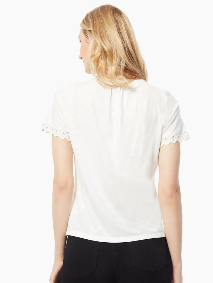 Lace Trim Short Sleeve Slub Knit Top Women Jones New York Sale Lace Trim Short Sleeve Slub Knit Top Women Jones New York Sale