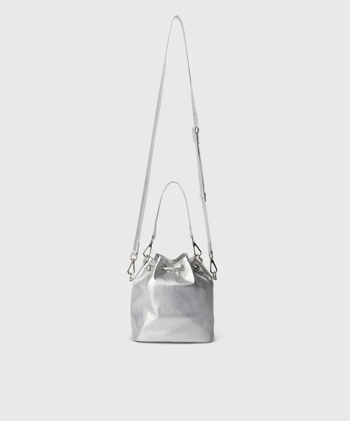 Laminated Crackle FauxLeather Bucket Bag Women MSGM Shoulder And Crossbody Bags