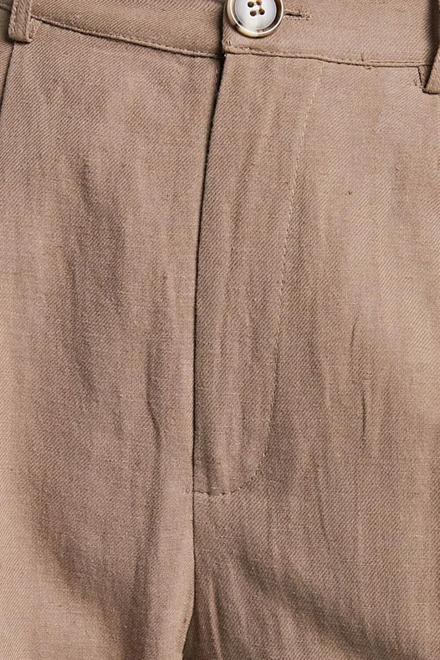 Larissa Trousers 8211 Linen Look Mid Waisted Relaxed Straight Leg Trousers In Mushroom Women Showpo Pants