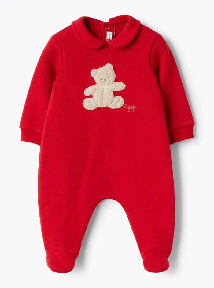 Layette Baby 036 Il Gufo Cotton Fleece Jumpsuit With Appliqu