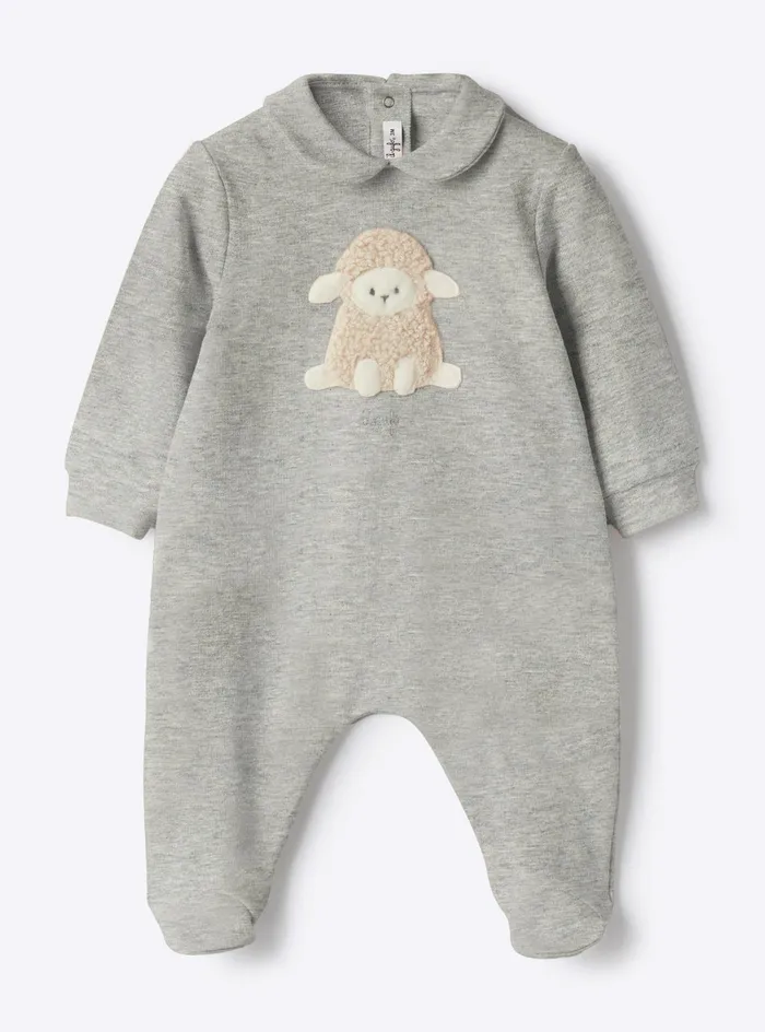 Layette Baby 036 Il Gufo Stretch Cotton Fleece Jumpsuit With Appliqu