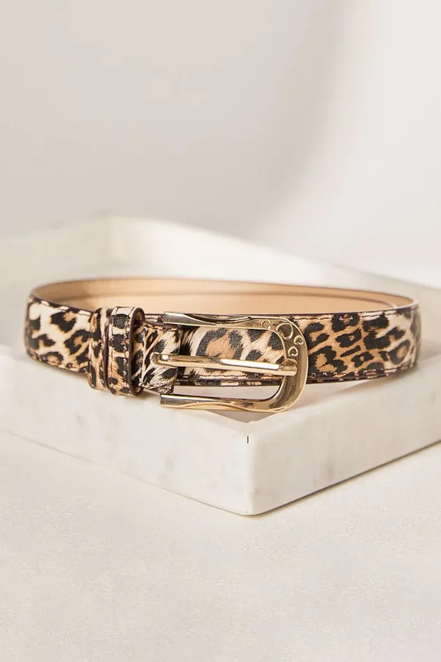 Leah Belt 8211 Thin Gold Buckle PU Leopard Print Belt In Brown Women Showpo Belts