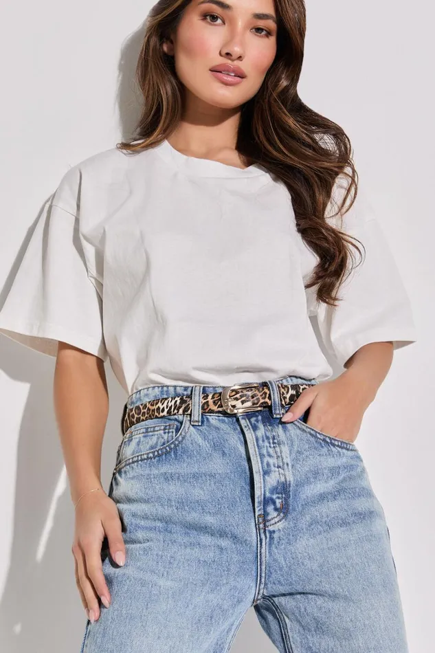 Leah Belt 8211 Thin Gold Buckle PU Leopard Print Belt In Brown Women Showpo Belts
