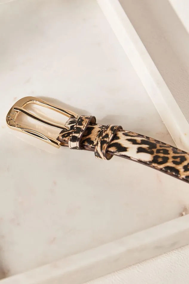 Leah Belt 8211 Thin Gold Buckle PU Leopard Print Belt In Brown Women Showpo Belts
