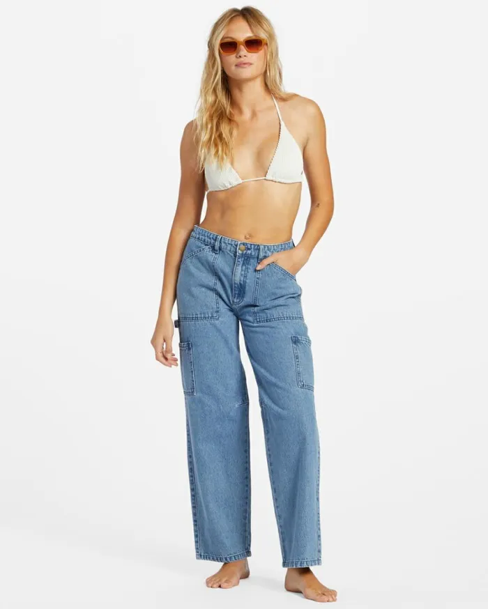 Leia Denim Pant Blue Rinse Indigo Women Billabong Denim