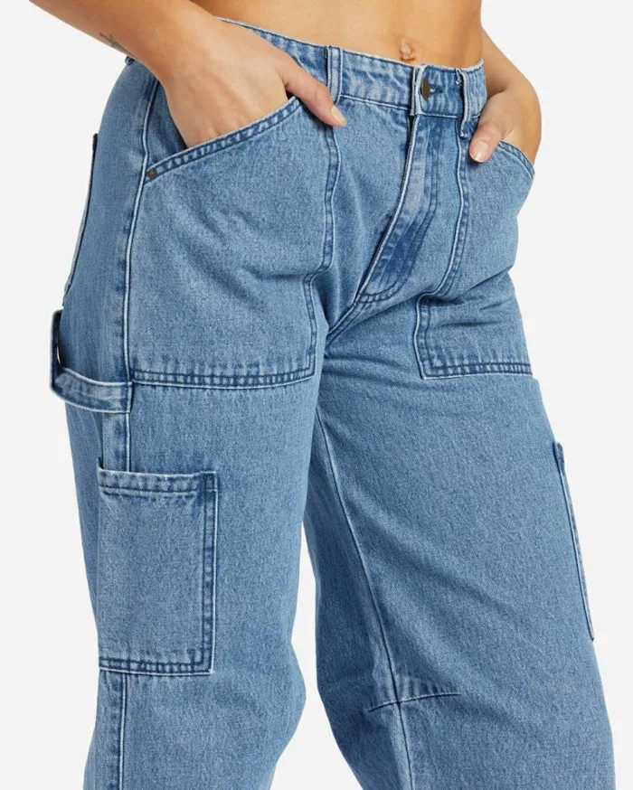 Leia Denim Pant Blue Rinse Indigo Women Billabong Denim
