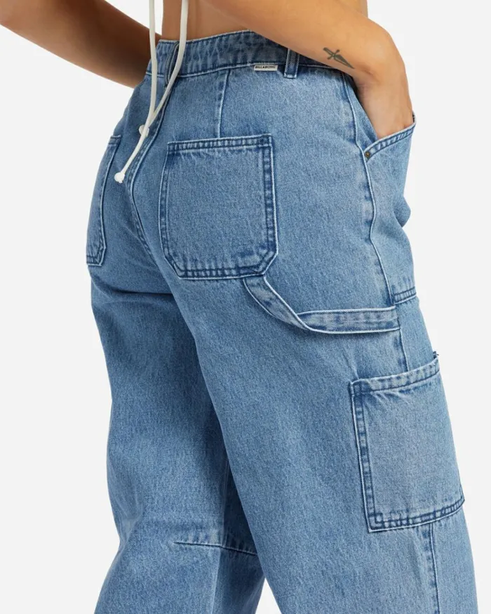 Leia Denim Pant Blue Rinse Indigo Women Billabong Denim